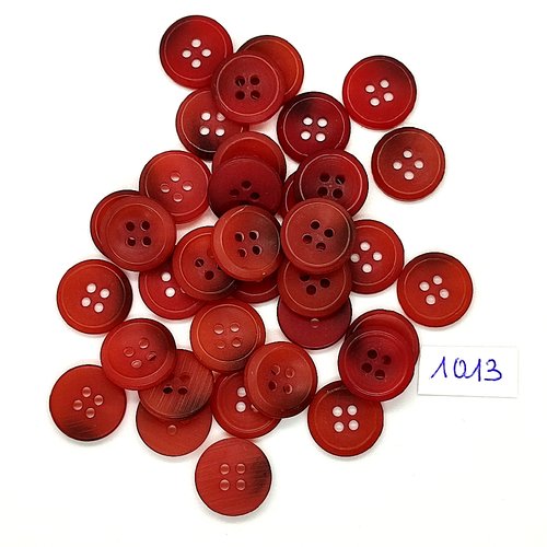35 boutons en résine rouge / bordeaux - vintage - 15mm - tr1013