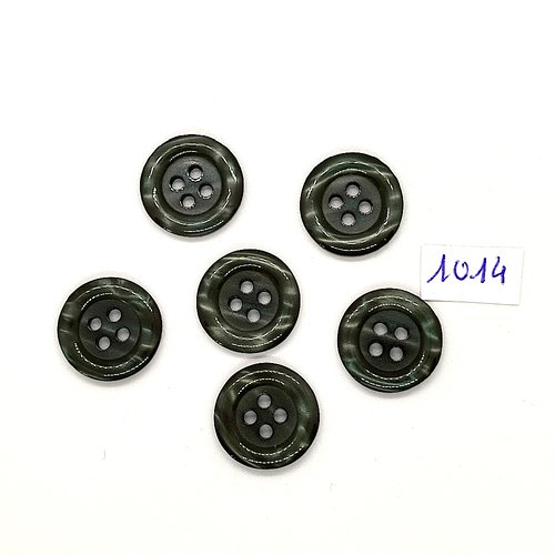 6 boutons en résine gris / vert - vintage - 18mm - tr1014