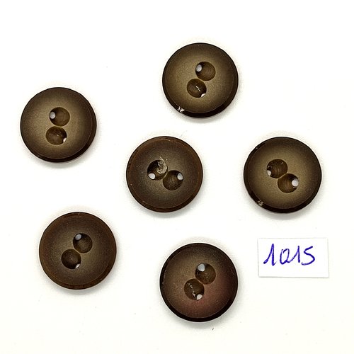 6 boutons en résine marron - vintage - 18mm - tr1015