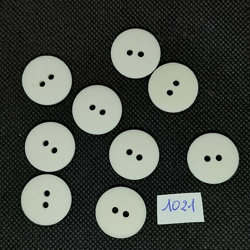 9 boutons en résine blanc - vintage - 20mm - tr1021