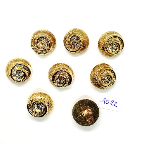 8 boutons en résine doré - vintage - 21mm - tr1022