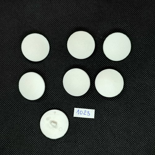 7 boutons en résine blanc - vintage - 27mm - tr1023