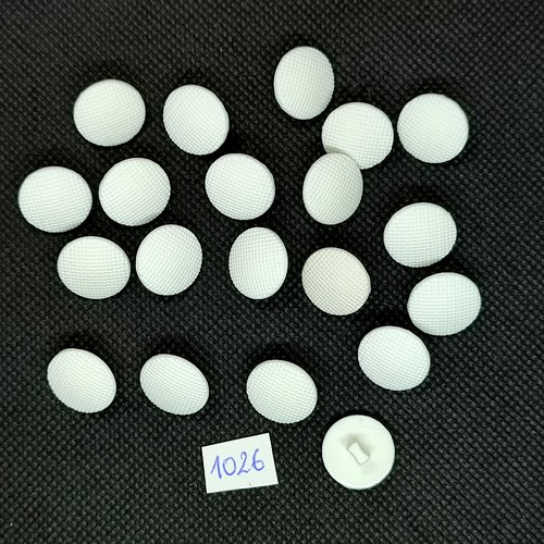 20 boutons en résine blanc - vintage - 15mm - tr1026