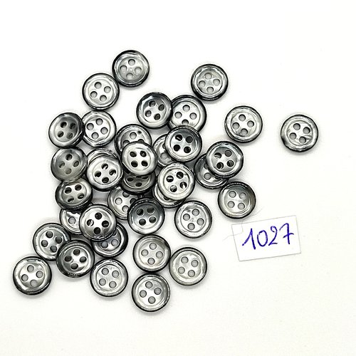50 boutons en résine noir et gris - vintage - 10mm - tr1027