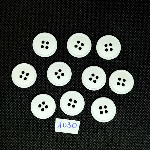 10 boutons en résine blanc - vintage - 19mm - tr1030