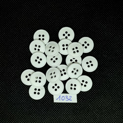 20 boutons en résine blanc - vintage - 15mm - tr1032
