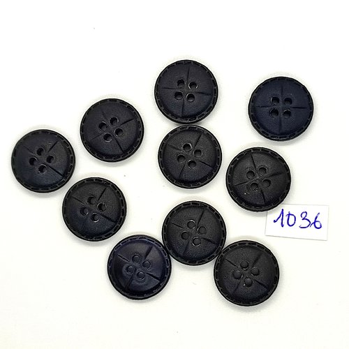 10 boutons en résine noir - vintage - 18mm - tr1036