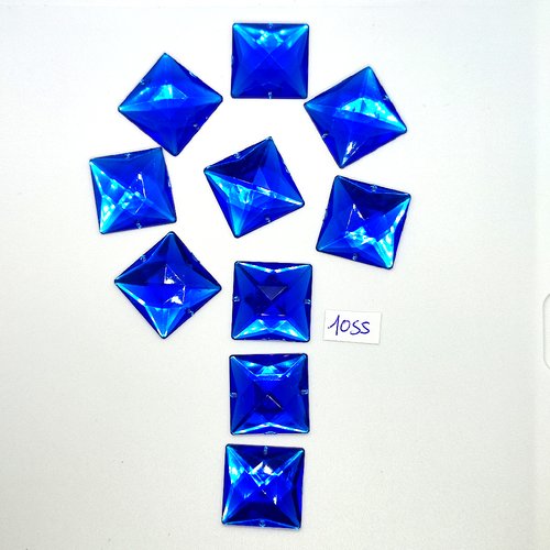 10 pierres strass en acrylique bleu - vintage - 25x25mm - tr1055