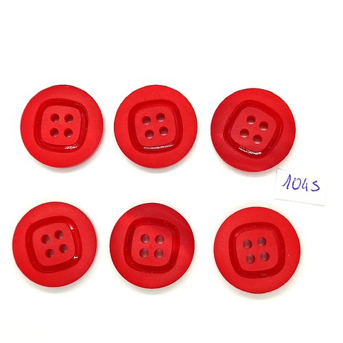 6 boutons en résine rouge - vintage - 28mm - tr1045