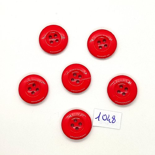 6 boutons en résine rouge - vintage - 18mm - tr1048