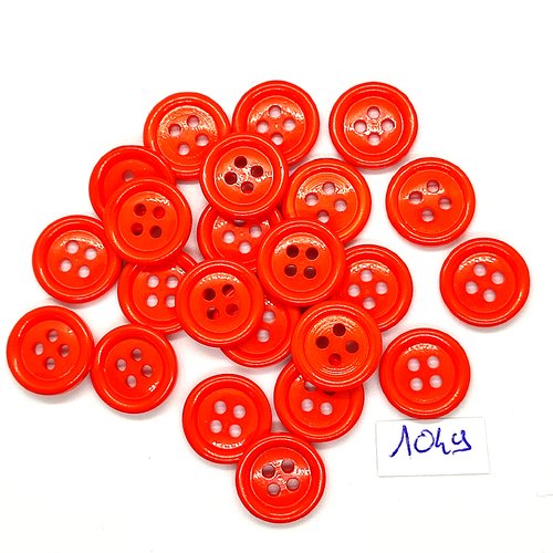 23 boutons en résine rouge / orangé - vintage - 15mm - tr1049