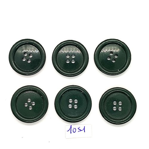 6 boutons en résine vert - vintage - 25mm - tr1051