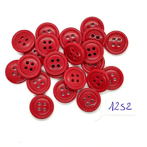 22 boutons en résine rouge foncé / bordeaux - vintage - 15mm - tr1052