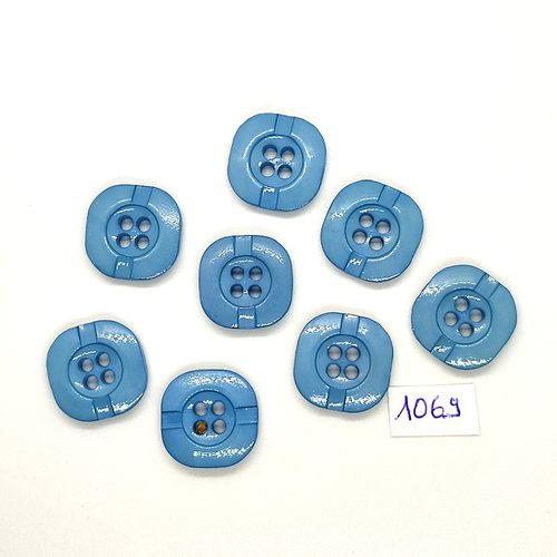 8 boutons en résine bleu - vintage - 20x20mm - tr1069