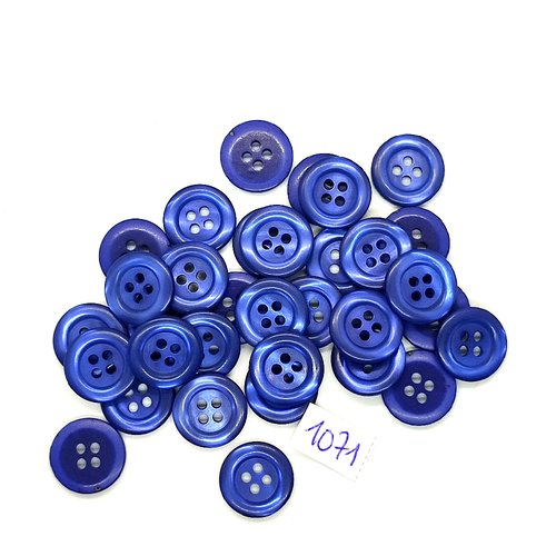 33 boutons en résine bleu - vintage - 15mm - tr1071