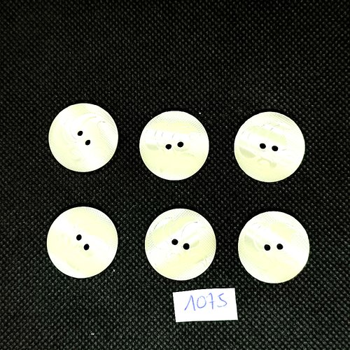 6 boutons en résine ivoire - vintage - 23mm - tr1075bis