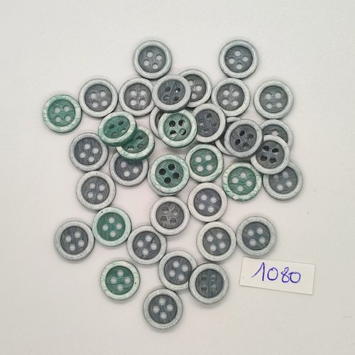 35 boutons en résine vert dégradé - vintage - 12mm - tr1080