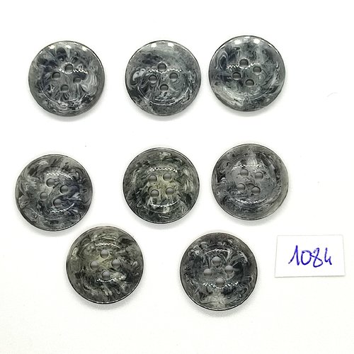 8 boutons en résine gris - vintage - 20mm - tr1084