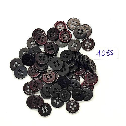 60 boutons en résine noir / marron - vintage - 10mm - tr1085