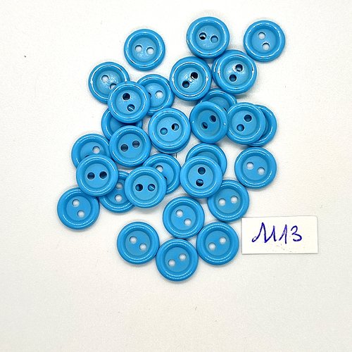 30 boutons en résine bleu - vintage - 11mm - tr1113