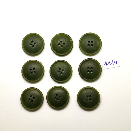 9 boutons en résine vert - vintage - 20mm - tr1114