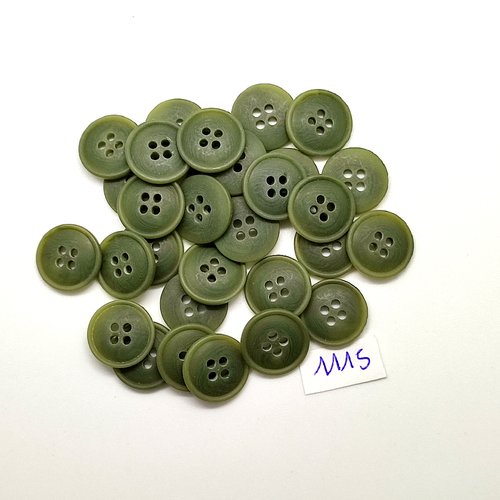 30 boutons en résine vert - vintage - 15mm - tr1115