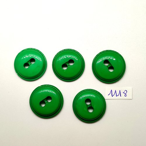 5 boutons en résine vert - vintage - 26mm - tr1118
