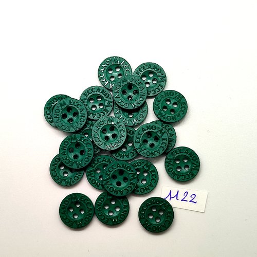 22 boutons en résine vert - mécano - vintage - 15mm - tr1122