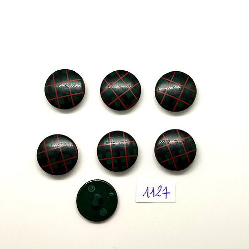 7 boutons en résine vert et rouge - vintage - 19mm - tr1127