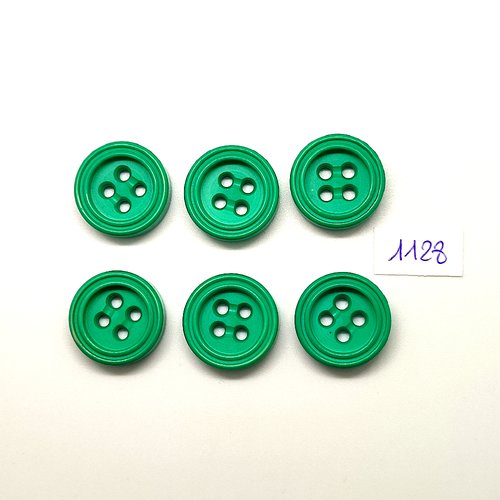 6 boutons en résine vert - vintage - 21mm - tr1128