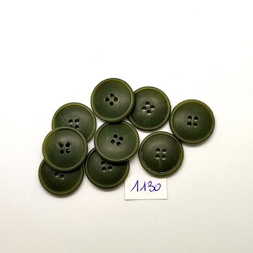 9 boutons en résine vert - vintage - 20mm - tr1130
