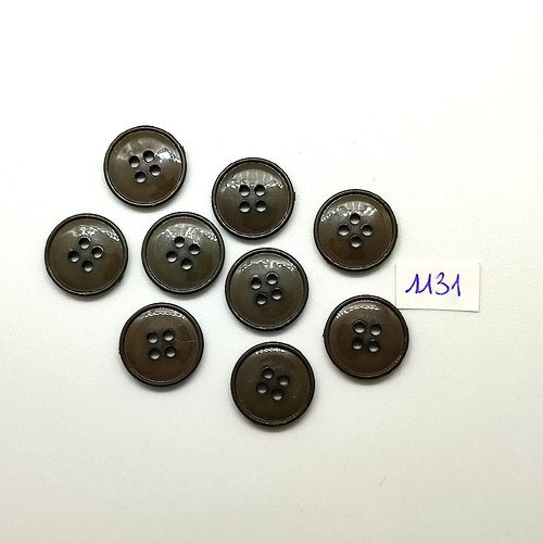 9 boutons en résine vert / gris - vintage - 18mm - tr1131