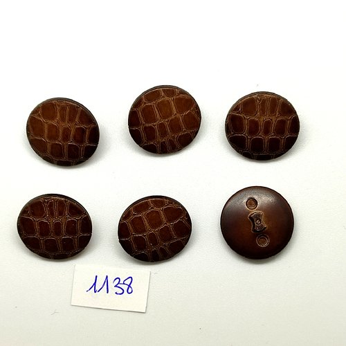 6 boutons en résine marron - vintage - 20mm - tr1138
