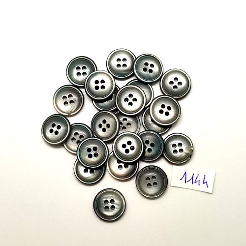 23 boutons en résine gris - vintage - 15mm - tr1144