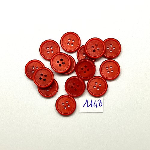 15 boutons en résine rouge foncé - vintage - 12mm - tr1148