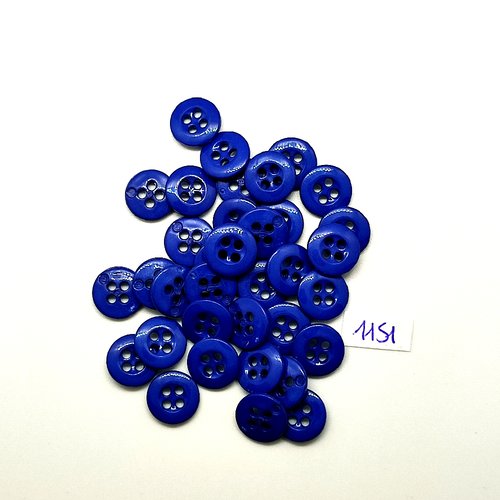 35 boutons en résine bleu - vintage - 12mm - tr1151