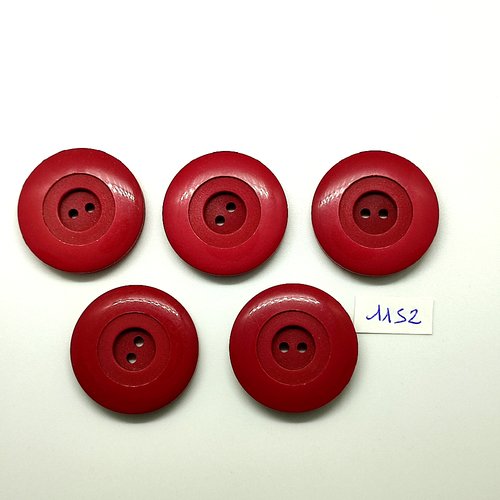 5 boutons en résine bordeaux - vintage - 34mm - tr1152