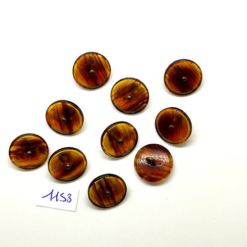 10 boutons en résine marron opaque - vintage - 18mm - tr1153