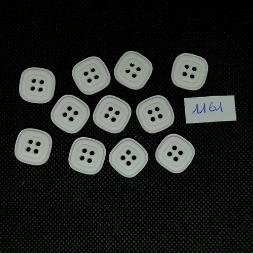 11 boutons en résine blanc - vintage - 16x16mm - tr1161