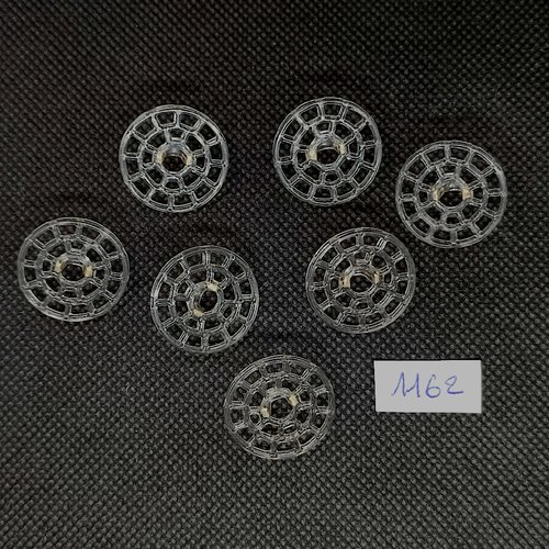 7 boutons en résine transparent - vintage - 22mm - tr1162