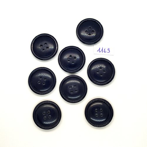 8 boutons en résine bleu foncé - vintage - 27mm - tr1168