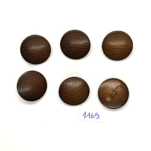 6 boutons en résine marron - vintage - 23mm - tr1169