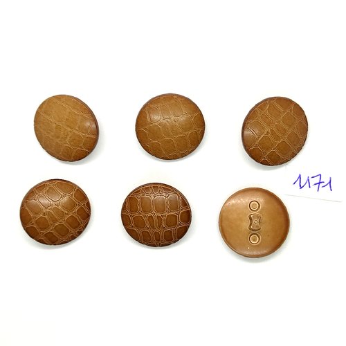 6 boutons en résine marron clair - vintage - 23mm - tr1171
