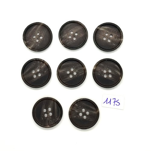 8 boutons en résine marron - vintage - 23mm - tr1175