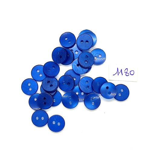 30 boutons en résine bleu - vintage - 11mm - tr1180