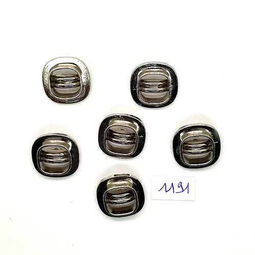 6 boutons en résine argenté - vintage - 21x21mm - tr1191