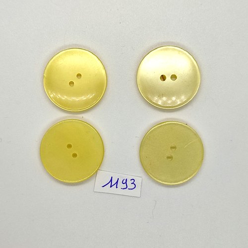 4 boutons en résine jaune - vintage - 27mm - tr1193