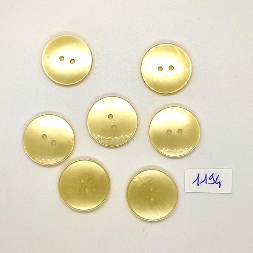 7 boutons en résine jaune - vintage - 22mm - tr1194