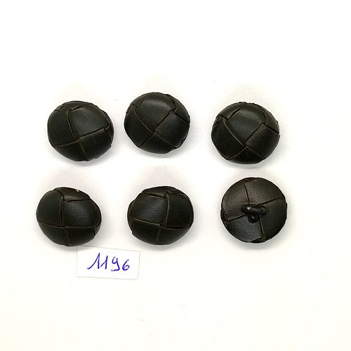 6 boutons en cuir gris foncé - vintage - 21mm - tr1196