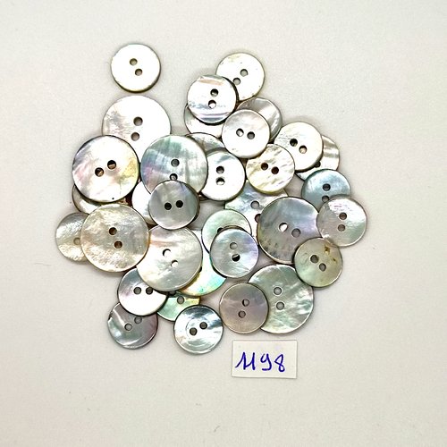 36 boutons en nacre gris - vintage - taille diverse - tr1198